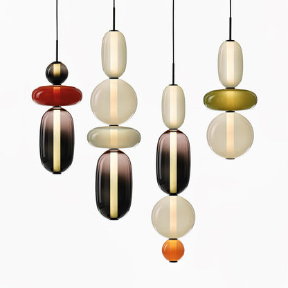 Candied Glass Combo Pendant Light Long canopy 4 heads B L 27.6″ x W 4.7″ x H 59″ / Warm Light Pendant light