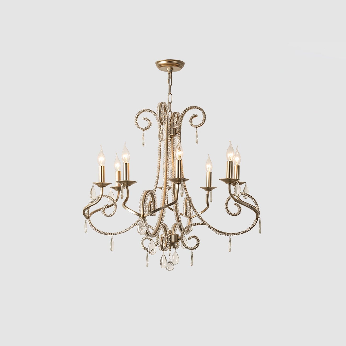 Candle Crystal Chandelier 8 Heads ∅ 35.4″ x H 29.5″ / Gold & Clear Chandelier
