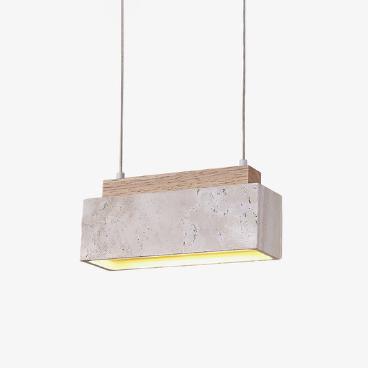 Canyon Crest Pendant Lamp L 9.1″ x W 2.8″ x H 3.9″ / Yellow Travertine & Wood Color / Warm Light pendant Lamp