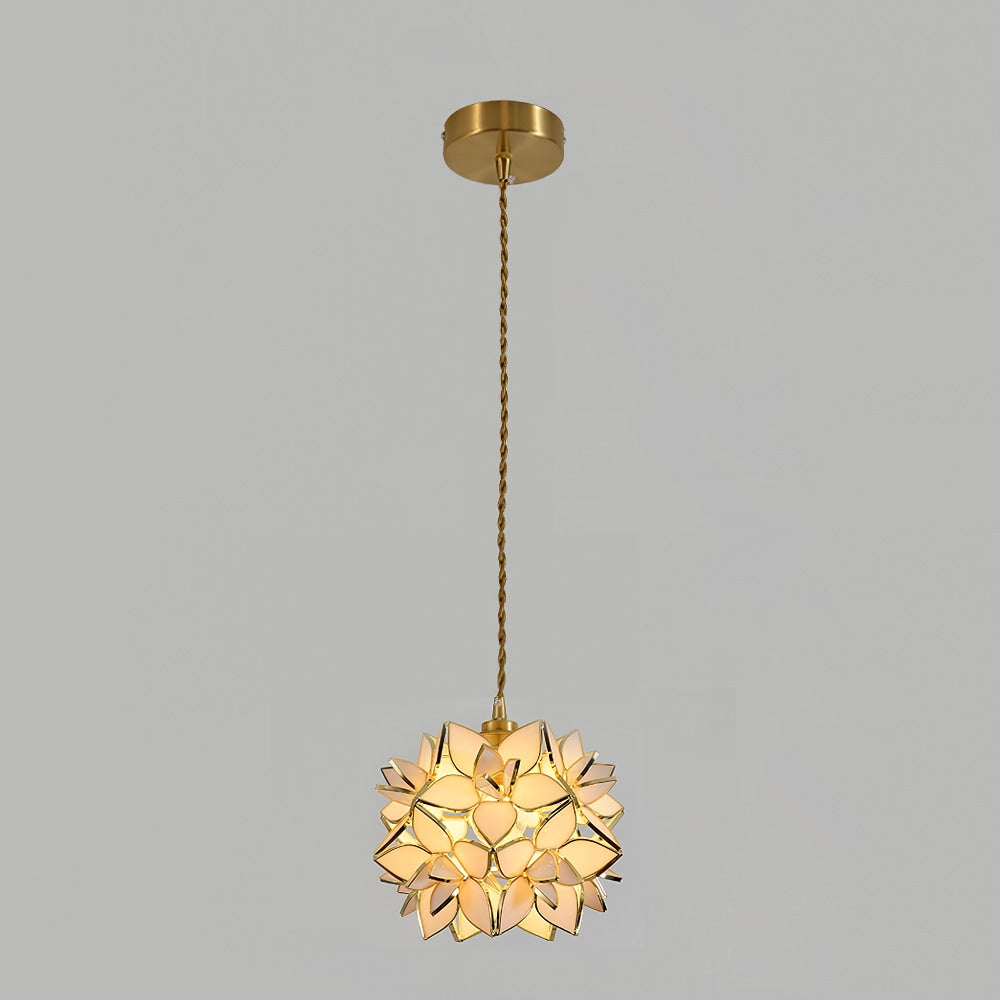 Capiz Pendant Lamp ∅ 7.9″ x H 6.7″ / Dia 20cm x H 17cm / Brass & White Pendant light