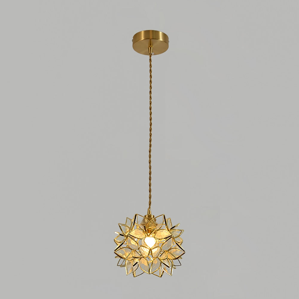 Capiz Pendant Lamp ∅ 7.9″ x H 6.7″ / Dia 20cm x H 17cm / Brass & Clear Pendant light