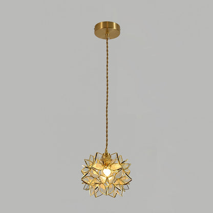 Capiz Pendant Lamp ∅ 7.9″ x H 6.7″ / Dia 20cm x H 17cm / Brass & Clear Pendant light