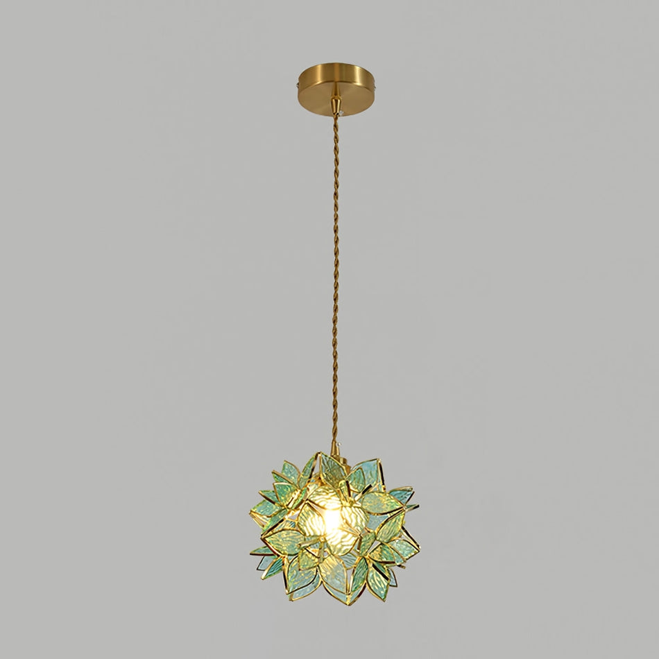 Capiz Pendant Lamp ∅ 7.9″ x H 6.7″ / Dia 20cm x H 17cm / Brass & Green Pendant light