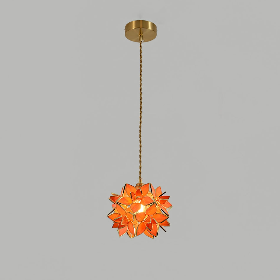 Capiz Pendant Lamp ∅ 7.9″ x H 6.7″ / Dia 20cm x H 17cm / Brass & Orange Pendant light