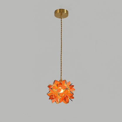 Capiz Pendant Lamp ∅ 7.9″ x H 6.7″ / Dia 20cm x H 17cm / Brass & Orange Pendant light