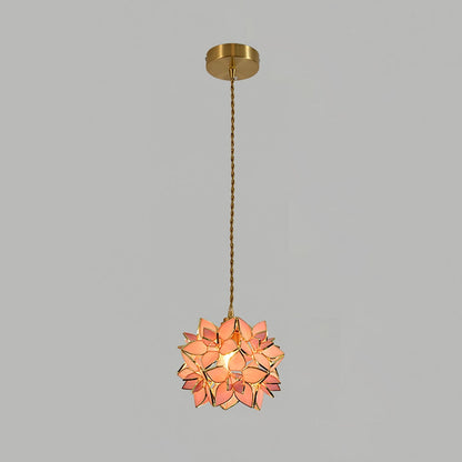 Capiz Pendant Lamp ∅ 7.9″ x H 6.7″ / Dia 20cm x H 17cm / Brass & Pink Pendant light
