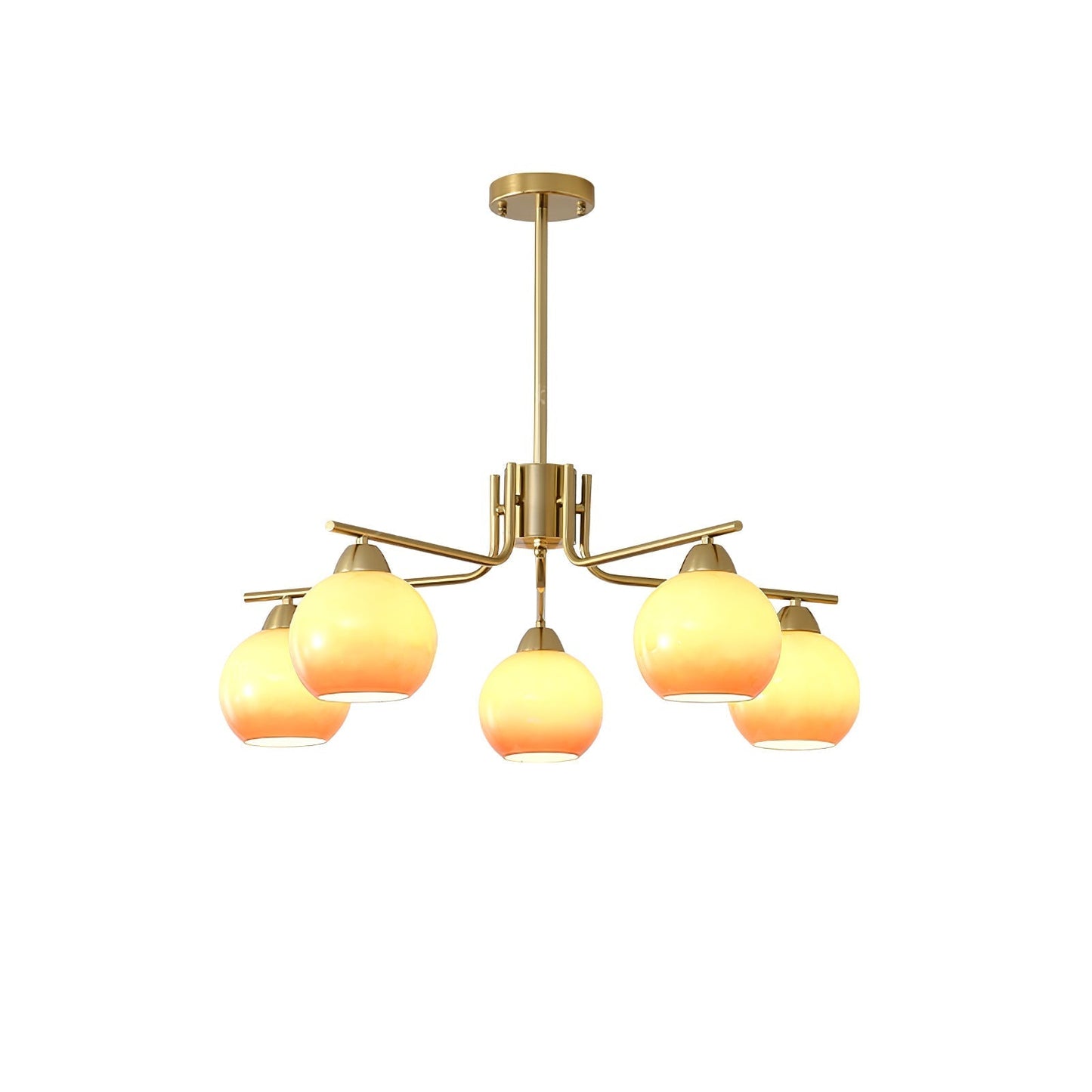 Caramel Sphere Chandelier 5 heads ∅ 31.5″ x H 23.6″ / Caramel Colour & Gold Chandelier