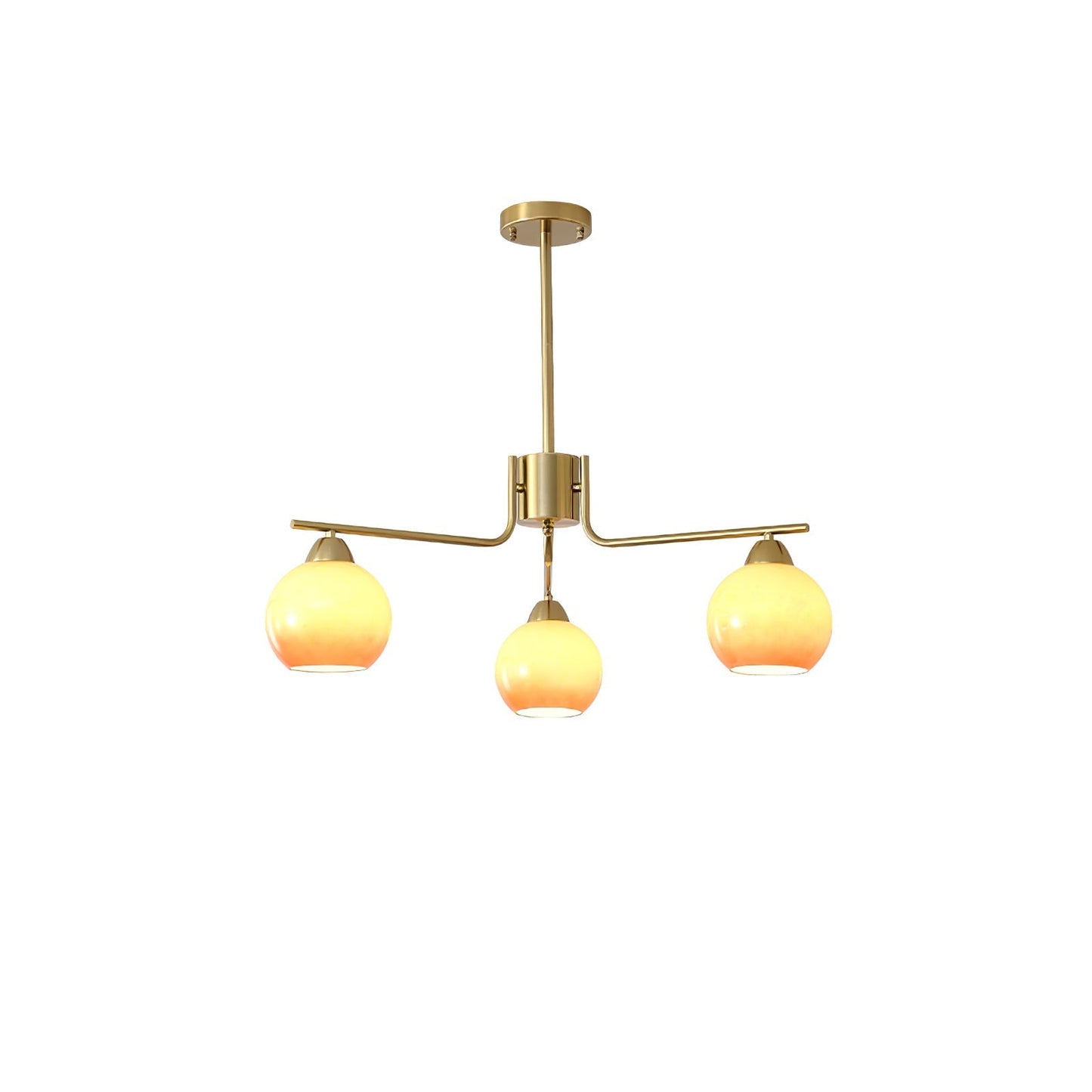 Caramel Sphere Chandelier 3 heads ∅ 23.6″ x H 23.6″ / Caramel Colour & Gold Chandelier