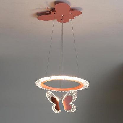 Cartoon Butterfly Acrylic Pendant Lamp ∅ 15.7 x H 47.2″ / Dia 40cm x H 120cm / Pink / Warm Light Pendant light