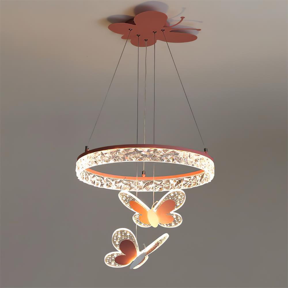 Cartoon Butterfly Acrylic Pendant Lamp ∅ 19.7 x H 47.2″ / Dia 50cm x H 120cm / Pink / Warm Light Pendant light