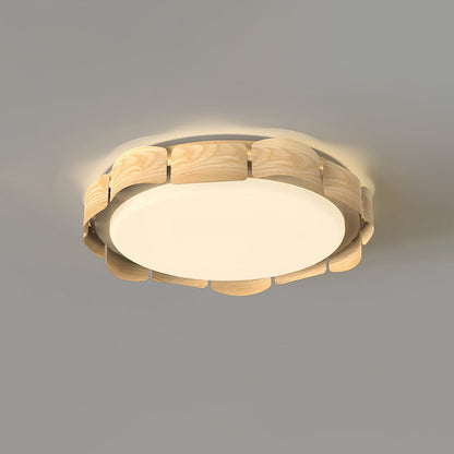 Cascadia Flare Ceiling Light Model B ∅ 19.7″ x H 3.1″ / Dia 50cm x H 8cm / Nature wood / Warm Light Ceiling lamp