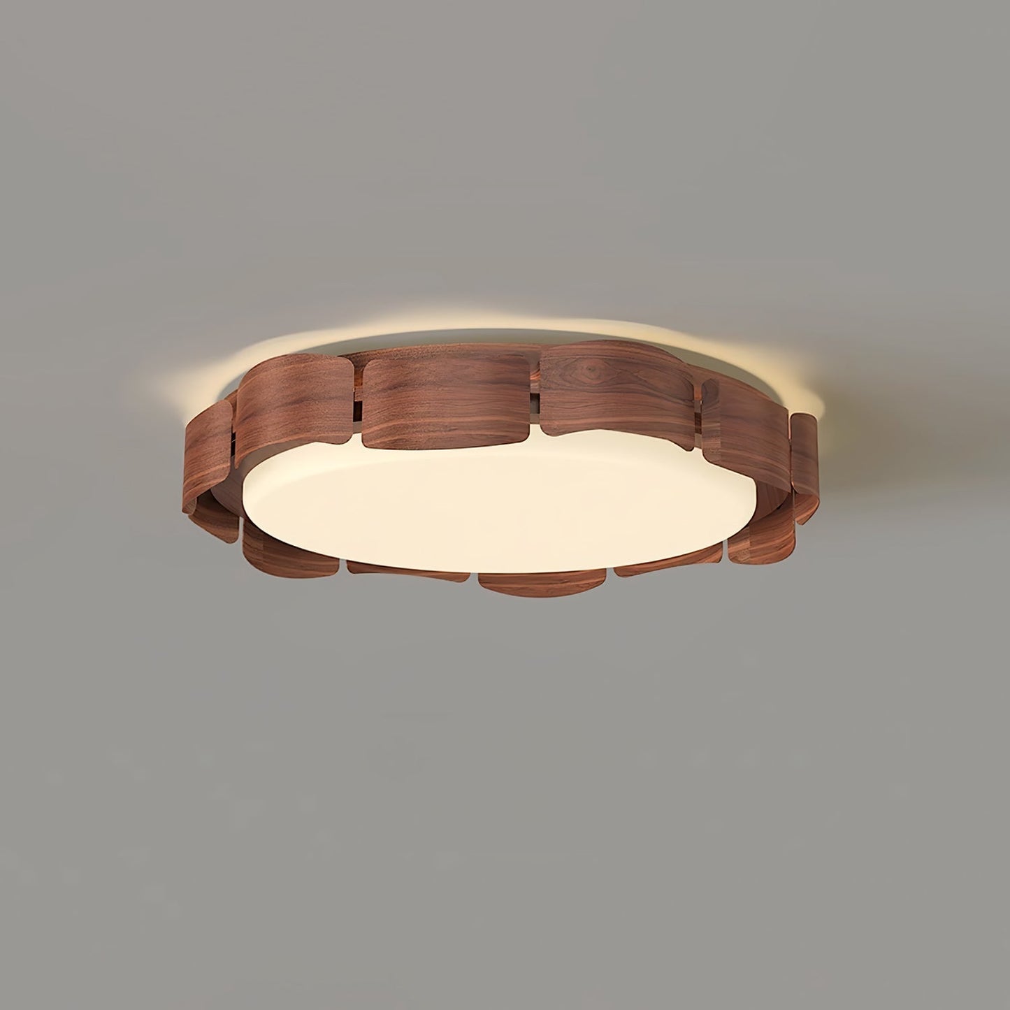 Cascadia Flare Ceiling Light Model B ∅ 19.7″ x H 3.1″ / Dia 50cm x H 8cm / Walnut wood / Warm Light Ceiling lamp