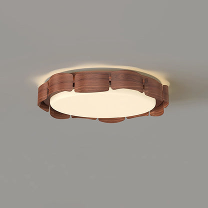 Cascadia Flare Ceiling Light Model B ∅ 19.7″ x H 3.1″ / Dia 50cm x H 8cm / Walnut wood / Warm Light Ceiling lamp