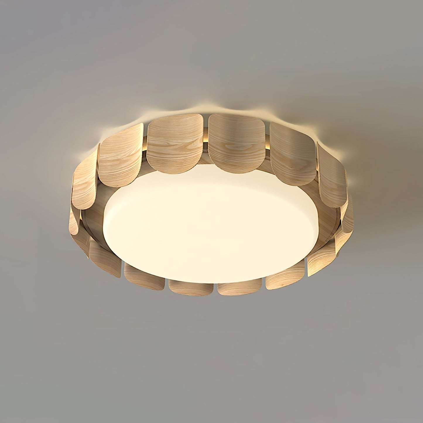 Cascadia Flare Ceiling Light Model A ∅ 19.7″ x H 4.7″ / Dia 50cm x H 12cm / Nature wood / Warm Light Ceiling lamp