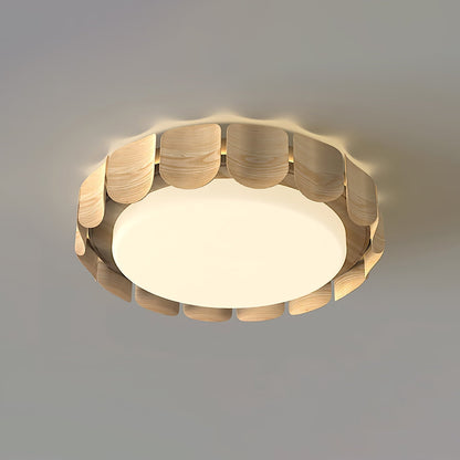 Cascadia Flare Ceiling Light Model A ∅ 19.7″ x H 4.7″ / Dia 50cm x H 12cm / Nature wood / Warm Light Ceiling lamp
