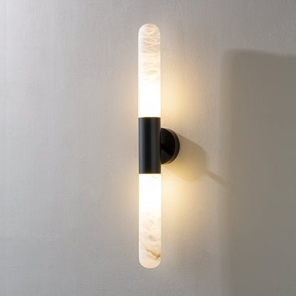 Cavoya Alabaster Wall Light ∅ 2.4″ x H 25.6″ / Black & White / Warm Light 1001 Wall lamp