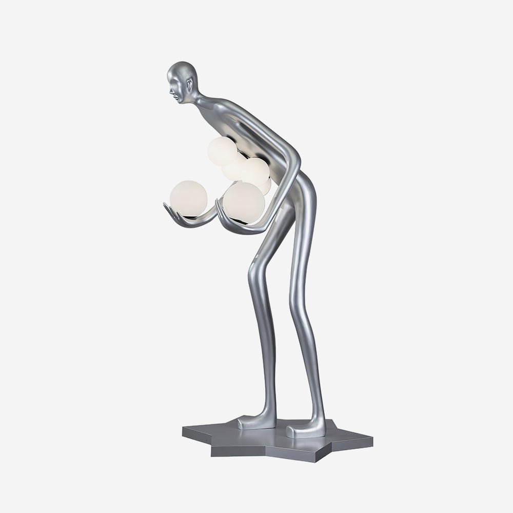 Celestial Guardian Sculpture Floor Lamp ∅ 47.2″ x H 82.6″ / Silver & White / US Plug Floor lamp