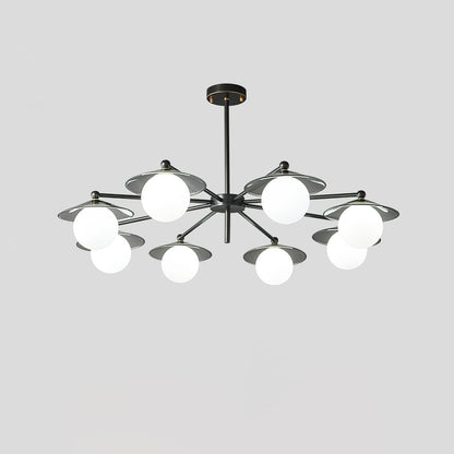 Celestial Saucer Chandelier 8 heads ∅ 39.4″ x H 19.7″ / Dia 100cm x H 50cm / Black & White Chandelier