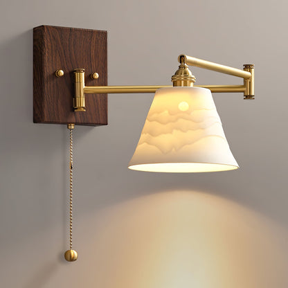 Ceramic Geometry Wall Lamp Model D ∅ 5.9″ x H 7.1″ / Dia 15cm x H 18cm / Walnut & Gold / 1 Piece Wall lamp