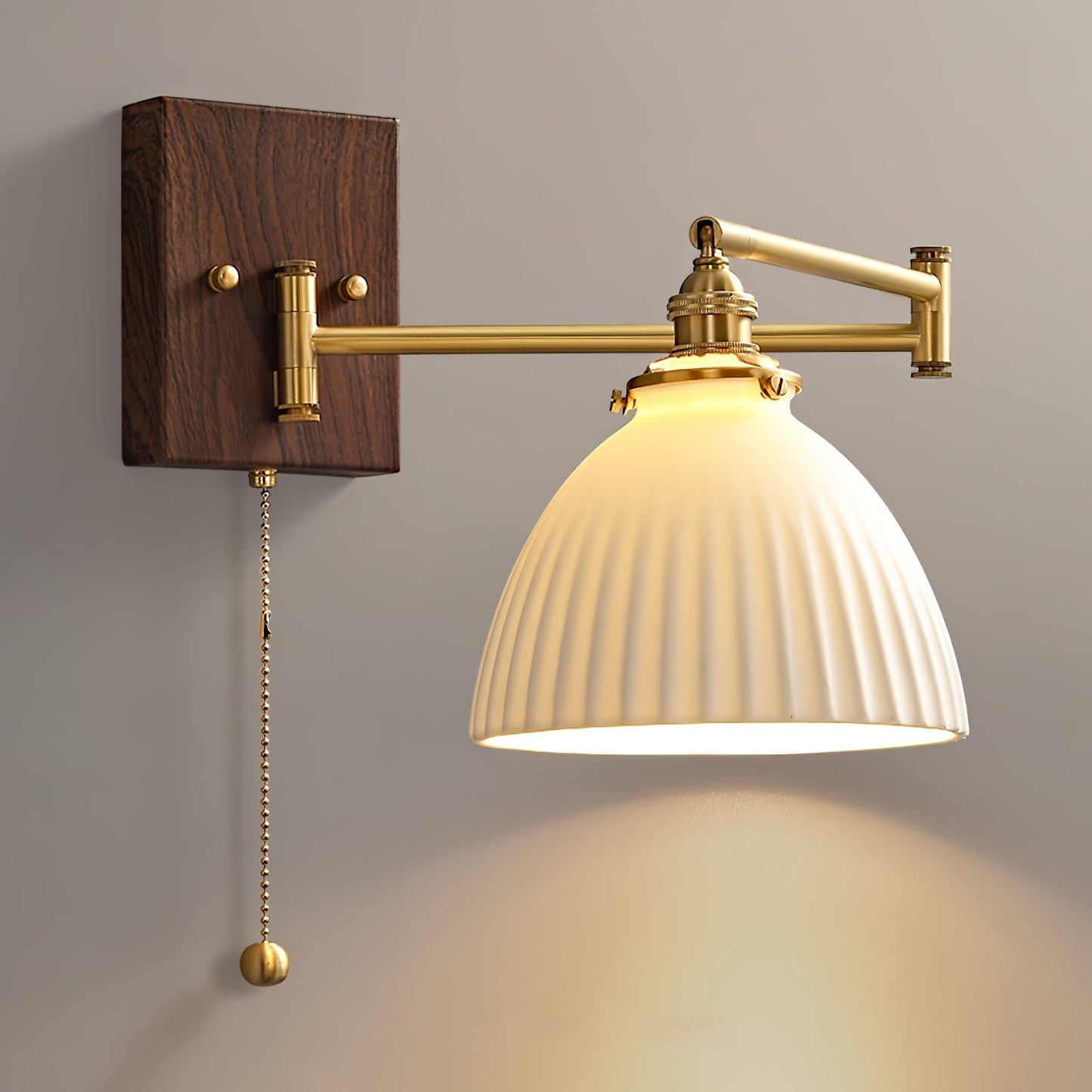 Ceramic Geometry Wall Lamp Model C ∅ 6.3″ x H 7.9″ / Dia 16cm x H 20cm / Walnut & Gold / 1 Piece Wall lamp