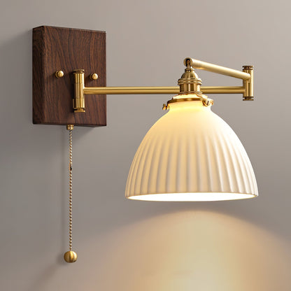 Ceramic Geometry Wall Lamp Model C ∅ 6.3″ x H 7.9″ / Dia 16cm x H 20cm / Walnut & Gold / 1 Piece Wall lamp