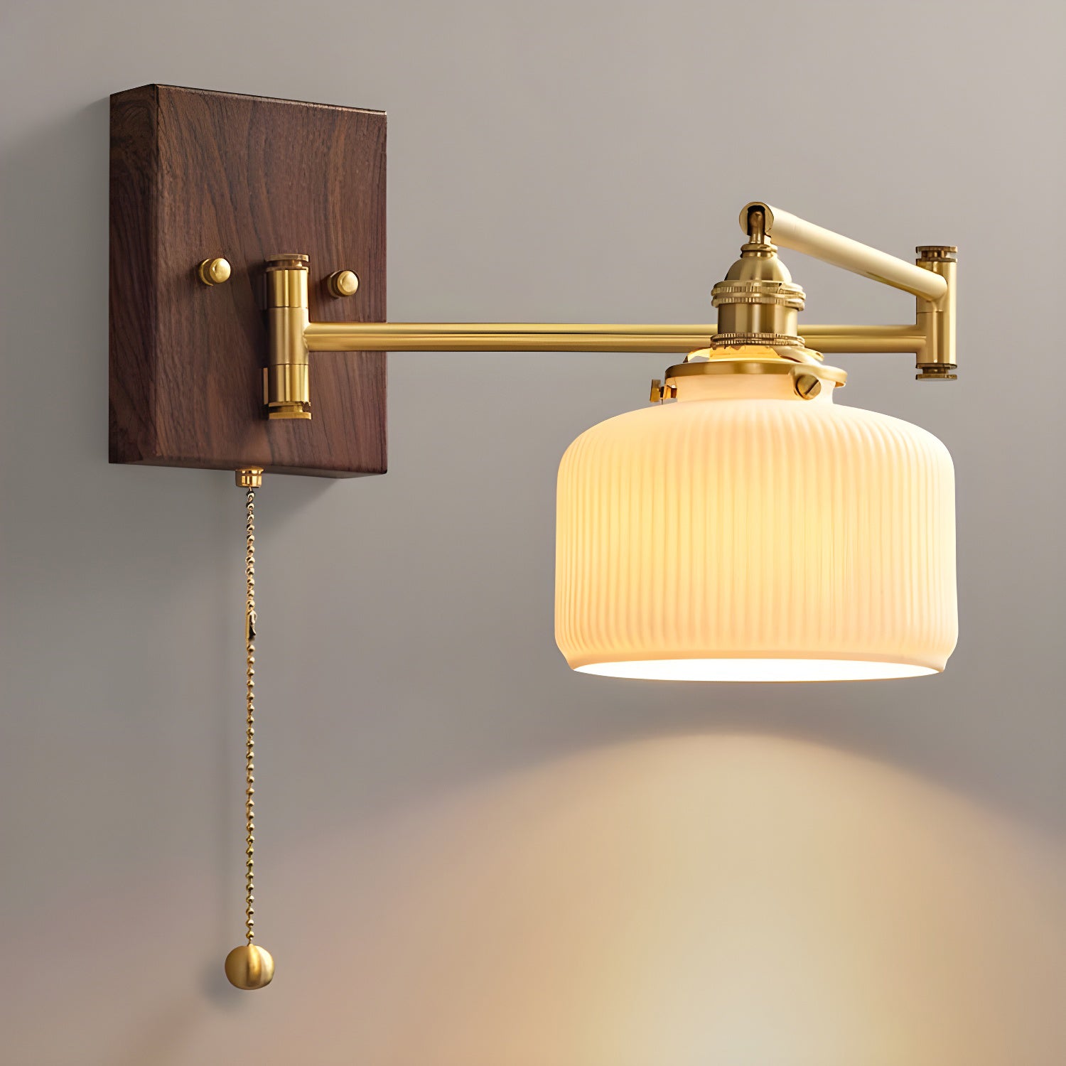 Ceramic Geometry Wall Lamp Model A ∅ 5.1″ x H 7.1″ / Dia 13cm x H 18cm / Walnut & Gold / 1 Piece Wall lamp