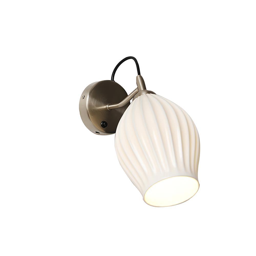 Ceramic Ribbed Wall light ∅ 5.3″ x H 11.8″ / Dia 13.5cm x H 30cm / Sand nickel Wall lamp