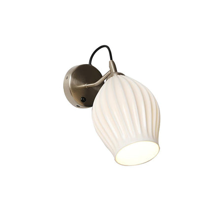 Ceramic Ribbed Wall light ∅ 5.3″ x H 11.8″ / Dia 13.5cm x H 30cm / Sand nickel Wall lamp