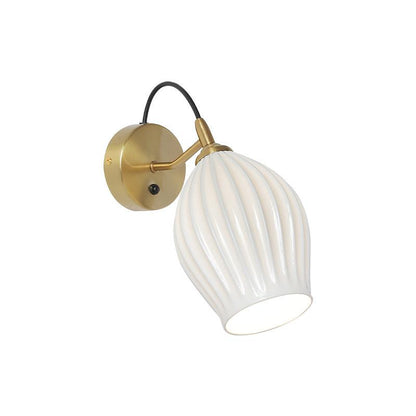 Ceramic Ribbed Wall light ∅ 5.3″ x H 11.8″ / Dia 13.5cm x H 30cm / Copper Wall lamp