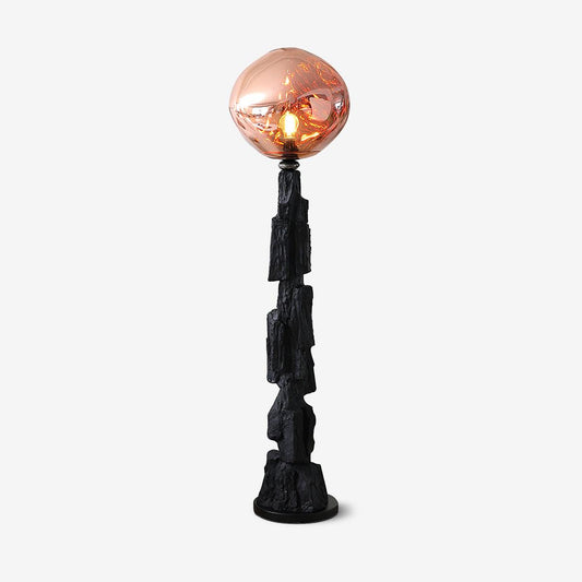 Charcoal Lava Floor Lamp ∅ 15″ x H 58.3″ / Dia 38cm x H 148cm / Black & Rose gold / US Plug Floor lamp