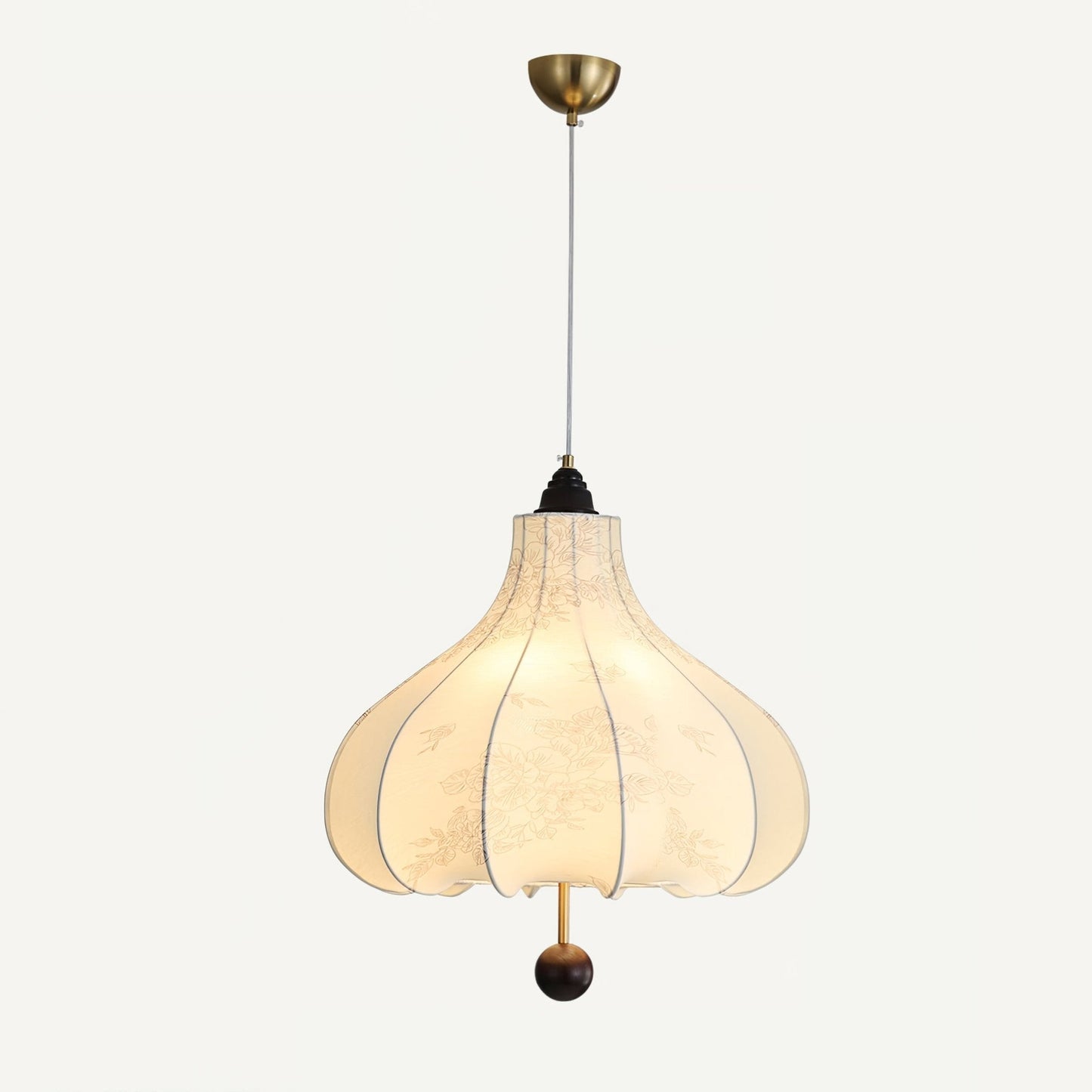 Chestnut Fabric Pendant Light ∅ 15.7″ x H 18.9″ / Walnut Color & Beige Pendant light