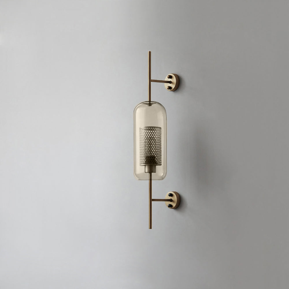 Chiswick Glass Wall Light ∅ 5.1″ x H 26.4″ / Dia 13cm x H 67cm / Copper plating / Amber Wall lamp