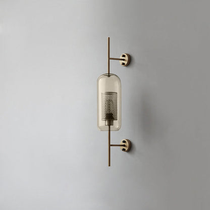 Chiswick Glass Wall Light ∅ 5.1″ x H 26.4″ / Dia 13cm x H 67cm / Copper plating / Amber Wall lamp
