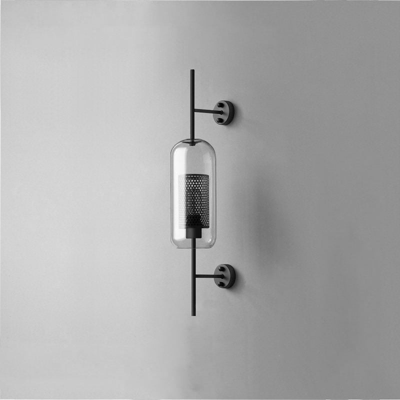 Chiswick Glass Wall Light ∅ 5.1″ x H 26.4″ / Dia 13cm x H 67cm / Black / Clear Wall lamp