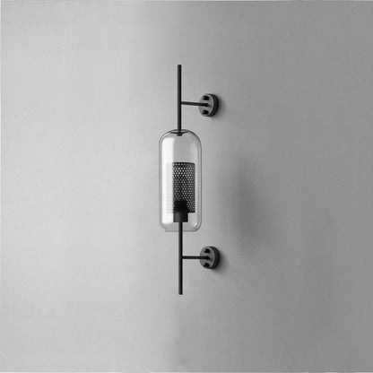 Chiswick Glass Wall Light ∅ 5.1″ x H 26.4″ / Dia 13cm x H 67cm / Black / Clear Wall lamp