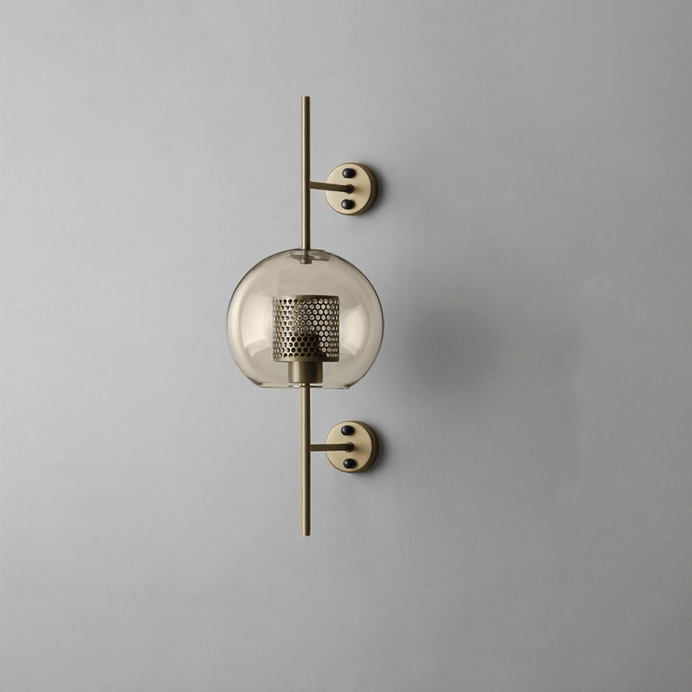 Chiswick Glass Wall Light ∅ 7.9″ x H 21.6″ / Dia 20cm x H 55cm / Copper plating / Amber Wall lamp
