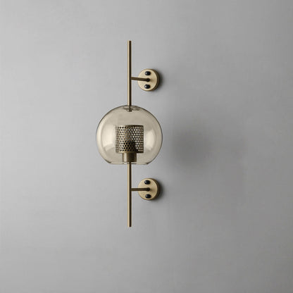 Chiswick Glass Wall Light ∅ 7.9″ x H 21.6″ / Dia 20cm x H 55cm / Copper plating / Amber Wall lamp