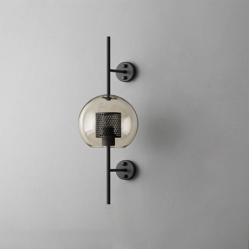 Chiswick Glass Wall Light ∅ 7.9″ x H 21.6″ / Dia 20cm x H 55cm / Black / Amber Wall lamp