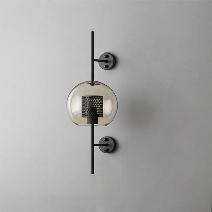 Chiswick Glass Wall Light ∅ 7.9″ x H 21.6″ / Dia 20cm x H 55cm / Black / Amber Wall lamp