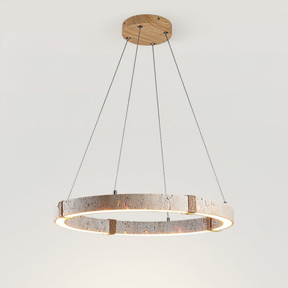 Circle Travertine Pendant Lamp ∅ 19.7″ x H 1.9″ / Yellow Travertine / Warm Light 1001 pendant Lamp
