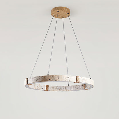 Circle Travertine Pendant Lamp ∅ 15.7″ x H 1.9″ / Yellow Travertine / Warm Light 1001 pendant Lamp