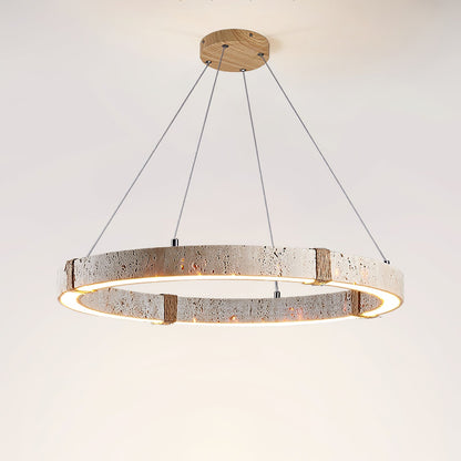 Circle Travertine Pendant Lamp ∅ 23.6″ x H 1.9″ / Yellow Travertine / Warm Light 1001 pendant Lamp