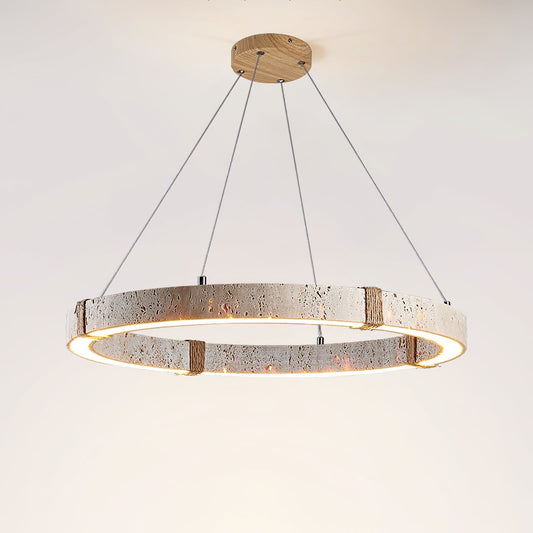 Circle Travertine Pendant Lamp ∅ 23.6″ x H 1.9″ / Yellow Travertine / Warm Light 1001 pendant Lamp