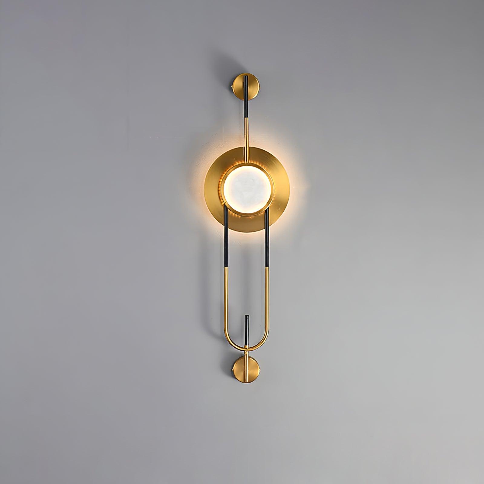 Circular Marble Wall Light ∅ 7.9″ x H 22″ / Dia 20cm x H 56cm / Gold & White / Warm Light Wall lamp