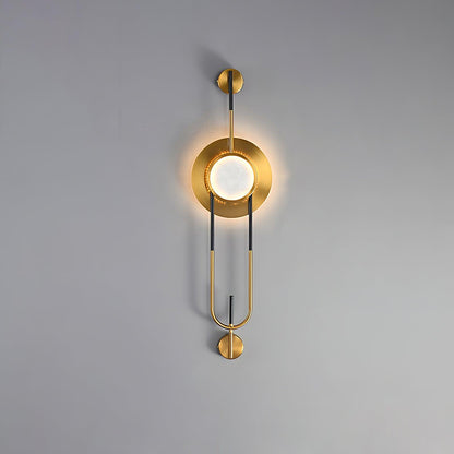 Circular Marble Wall Light ∅ 7.9″ x H 22″ / Dia 20cm x H 56cm / Gold & White / Warm Light Wall lamp