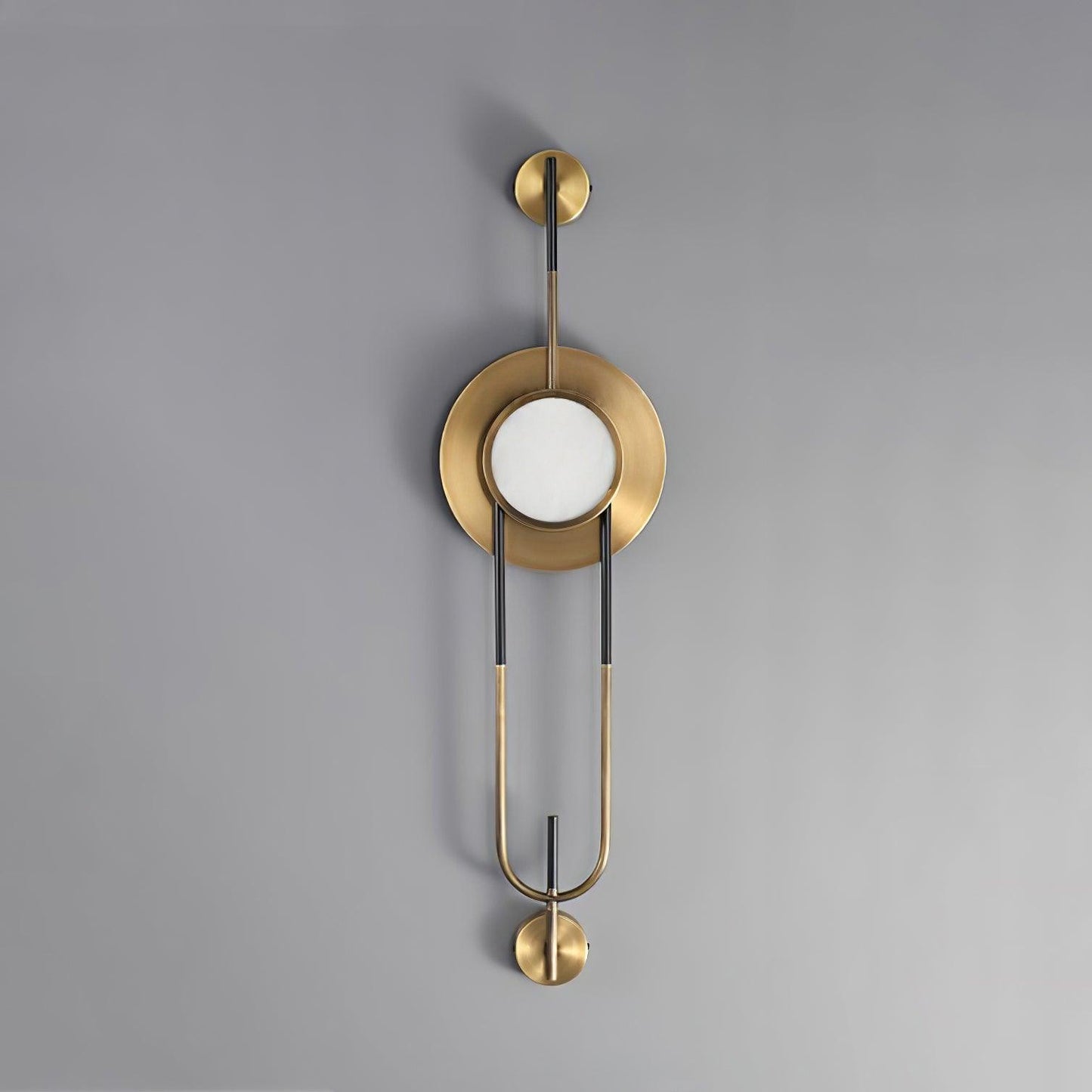 Circular Marble Wall Light ∅ 7.9″ x H 33.5″ / Dia 20cm x H 85cm / Gold & White / Warm Light Wall lamp