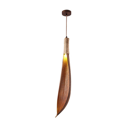 Cocoa Leaf Pendant Lamp 1 Head ∅ 5.1″ x H 25.6″ / Dia 13cm x H 65cm / Nature Cocoa Pendant light