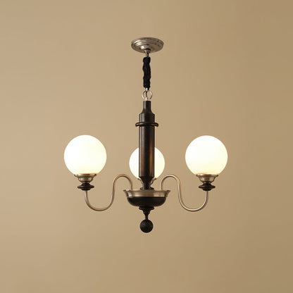 Colonial Grace Chandelier 3 Heads Dia 65cm x H 49cm / ∅ 25.2″ x H 19.3″ / Black & Chrome Chandelier