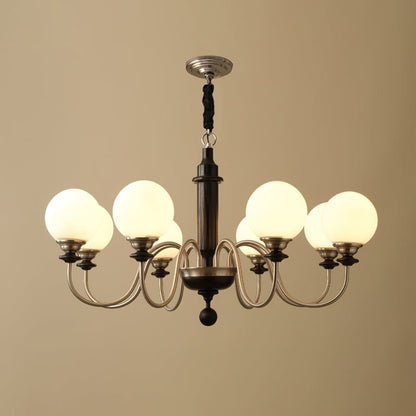 Colonial Grace Chandelier 8 Heads Dia 93cm x H 49cm / ∅3 6.6″ x H 19.3″ / Black & Chrome Chandelier