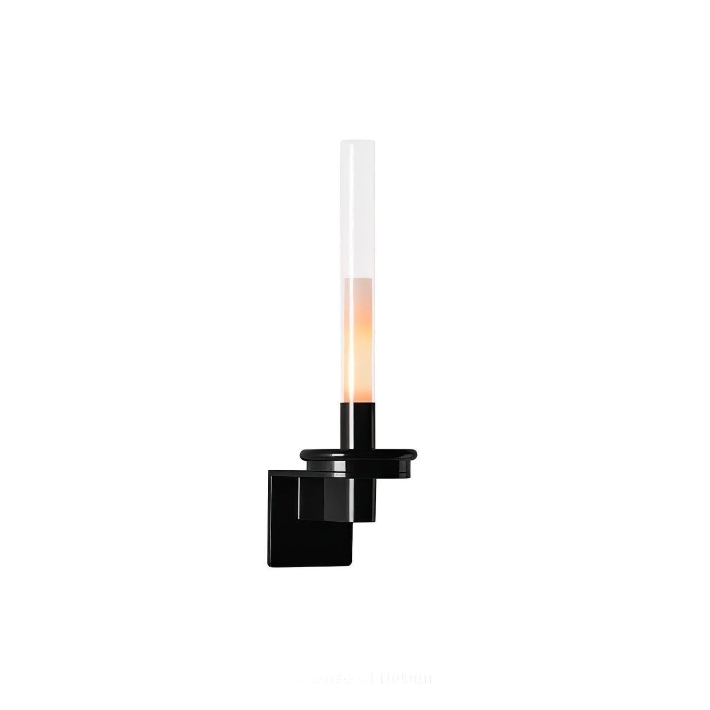 Column Torch Wall Sconce ∅ 5.1″ x H 14.2″ / Black & Clear / Warm Light Wall lamp